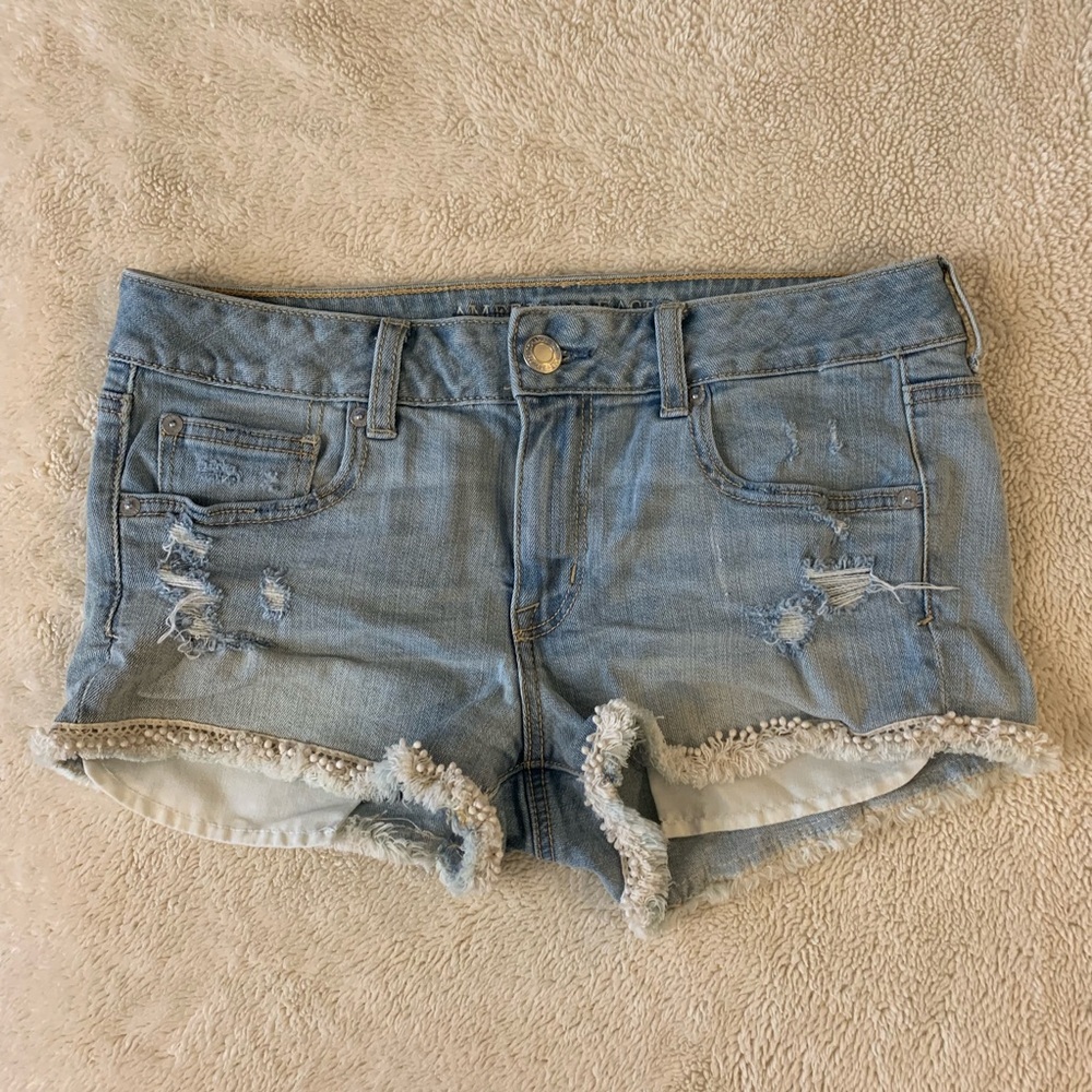 American Eagle Light Wash “Shortie” Shorts